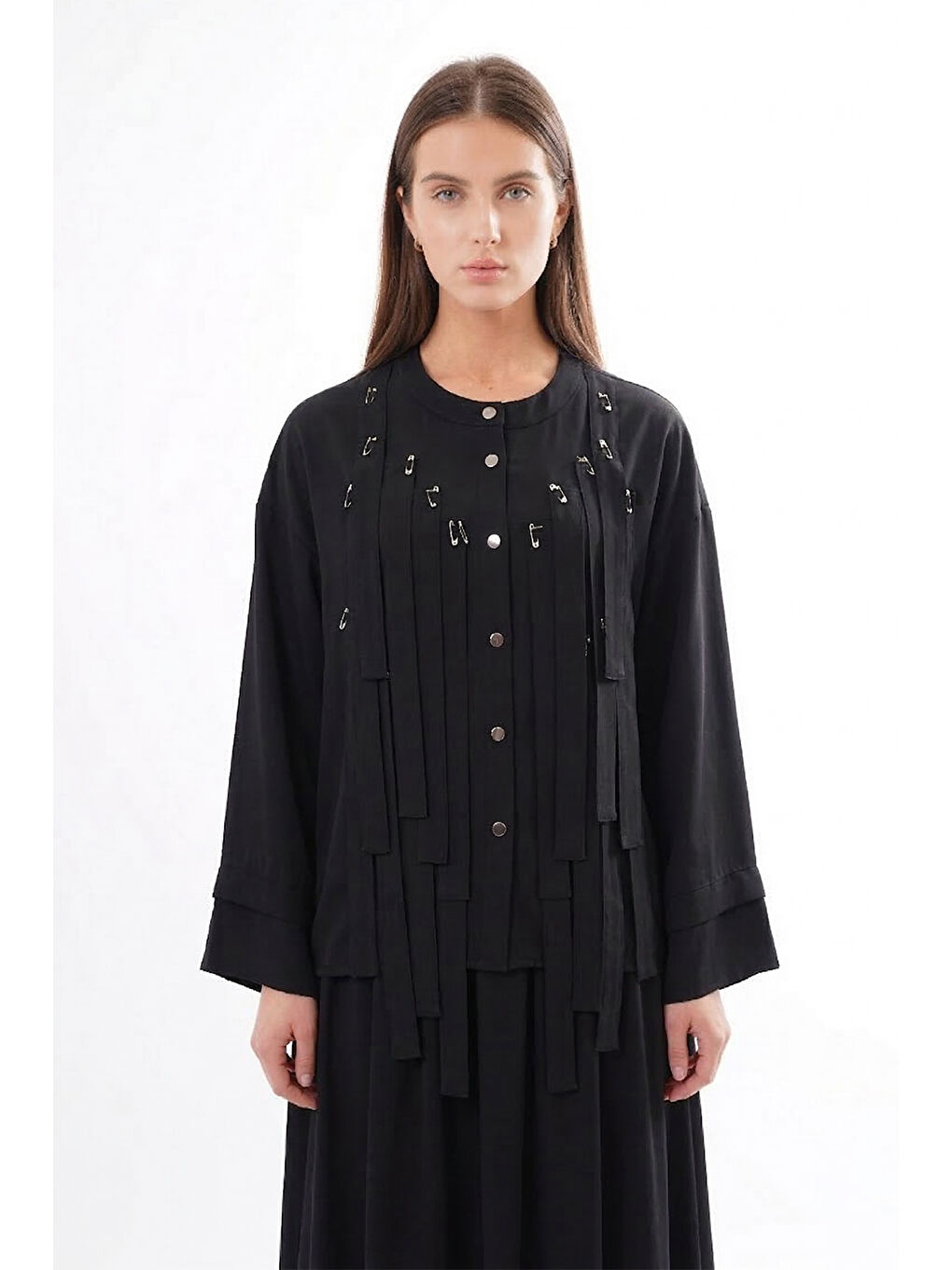 Önü Saçak Bant Detaylı Etekli Sicilya Takım 934 Siyah-1