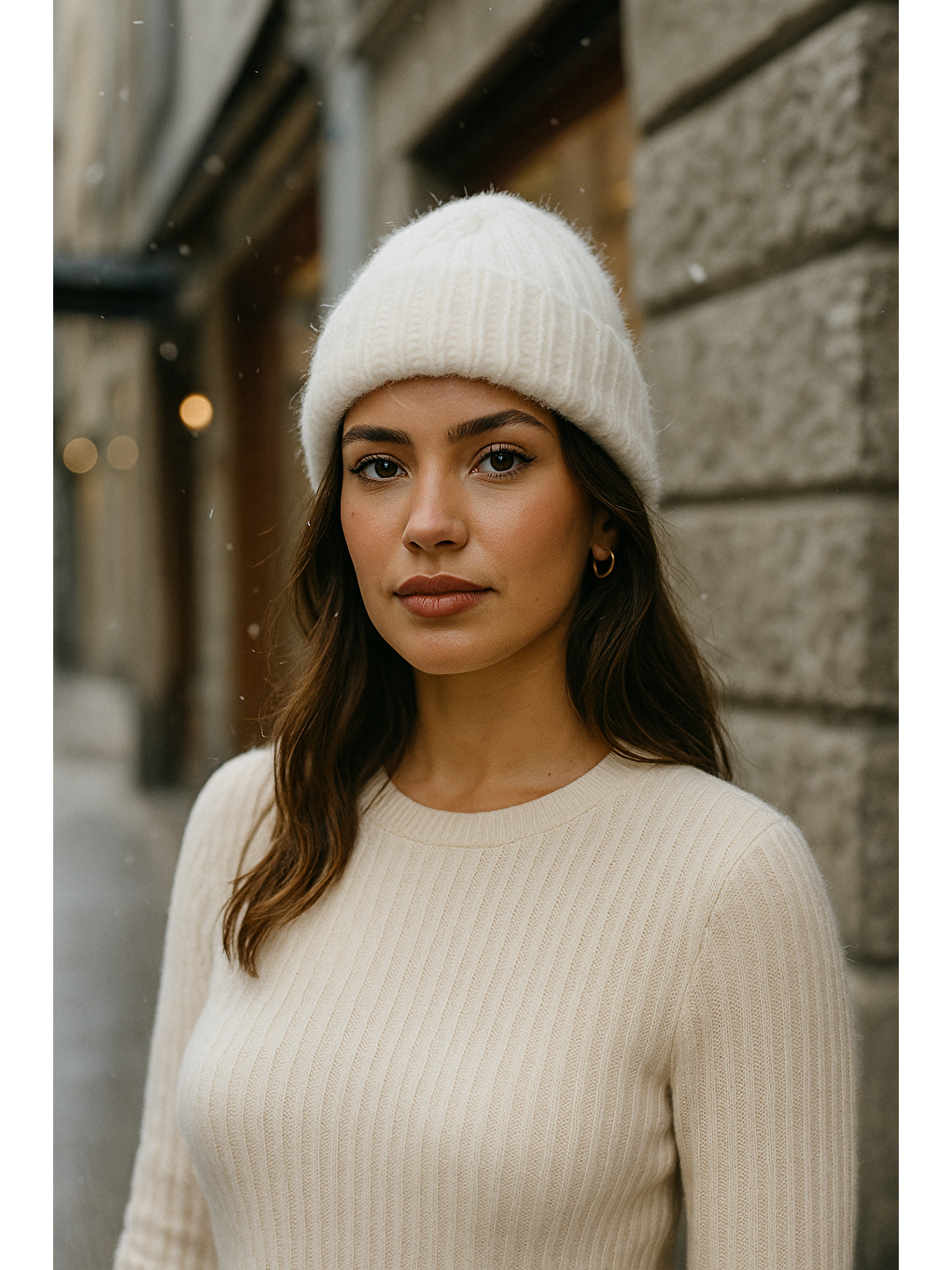 Kadın Ekru Basic Yün Bere BERE1148-4