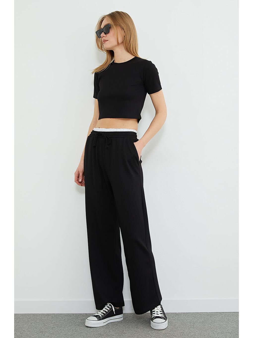 Siyah Beli Garnili Cepli Modal Pantolon-2