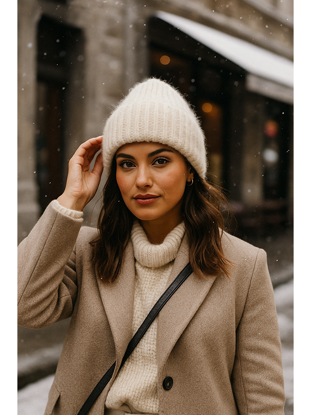 Kadın Ekru Basic Yün Bere BERE1148-5