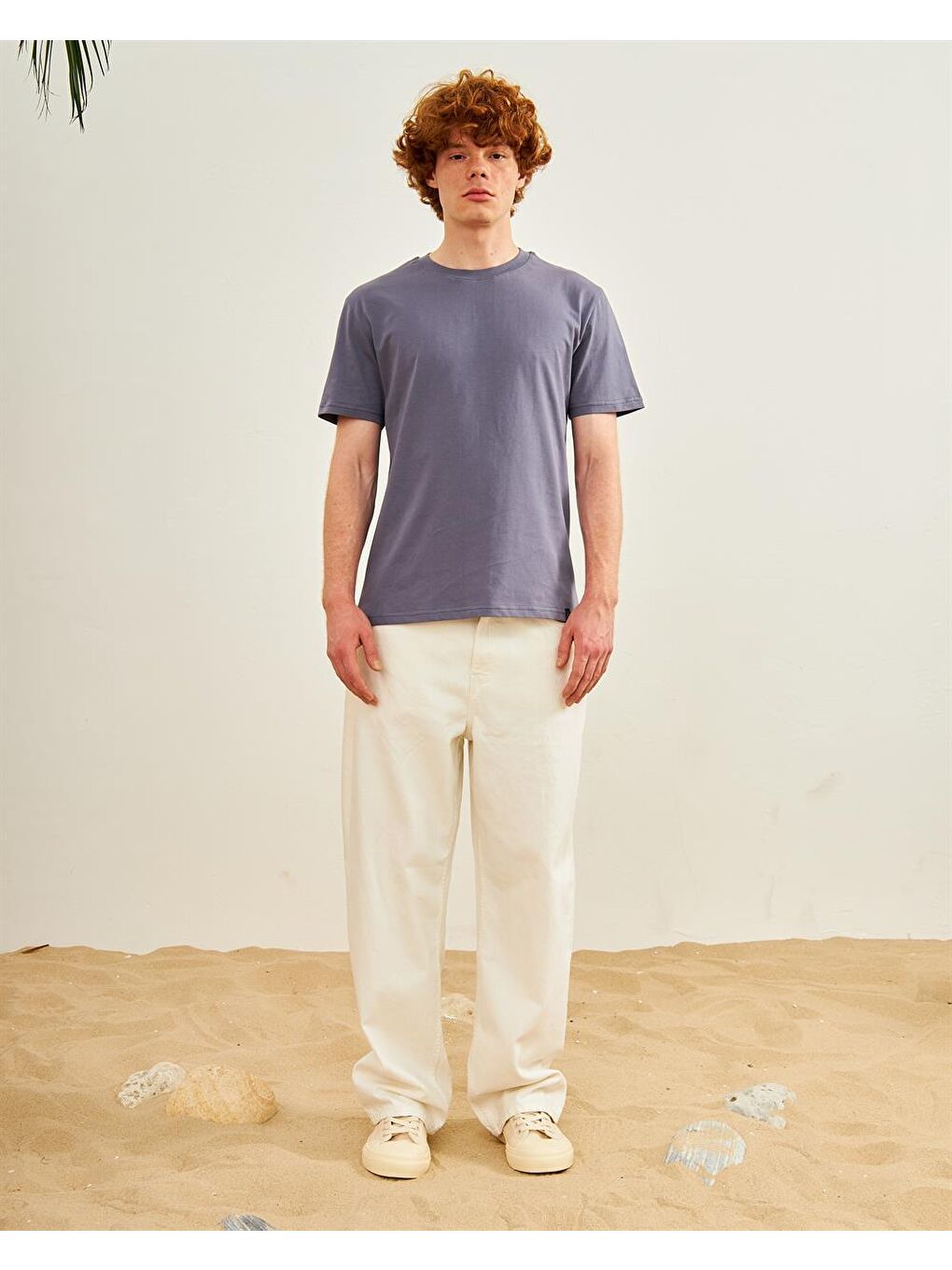 Erkek Basic %100 Pamuklu Bisiklet Yaka Tişört Antrasit-3