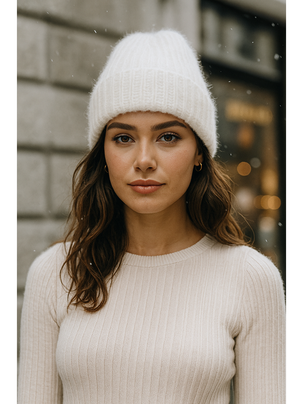 Kadın Ekru Basic Yün Bere BERE1148-6