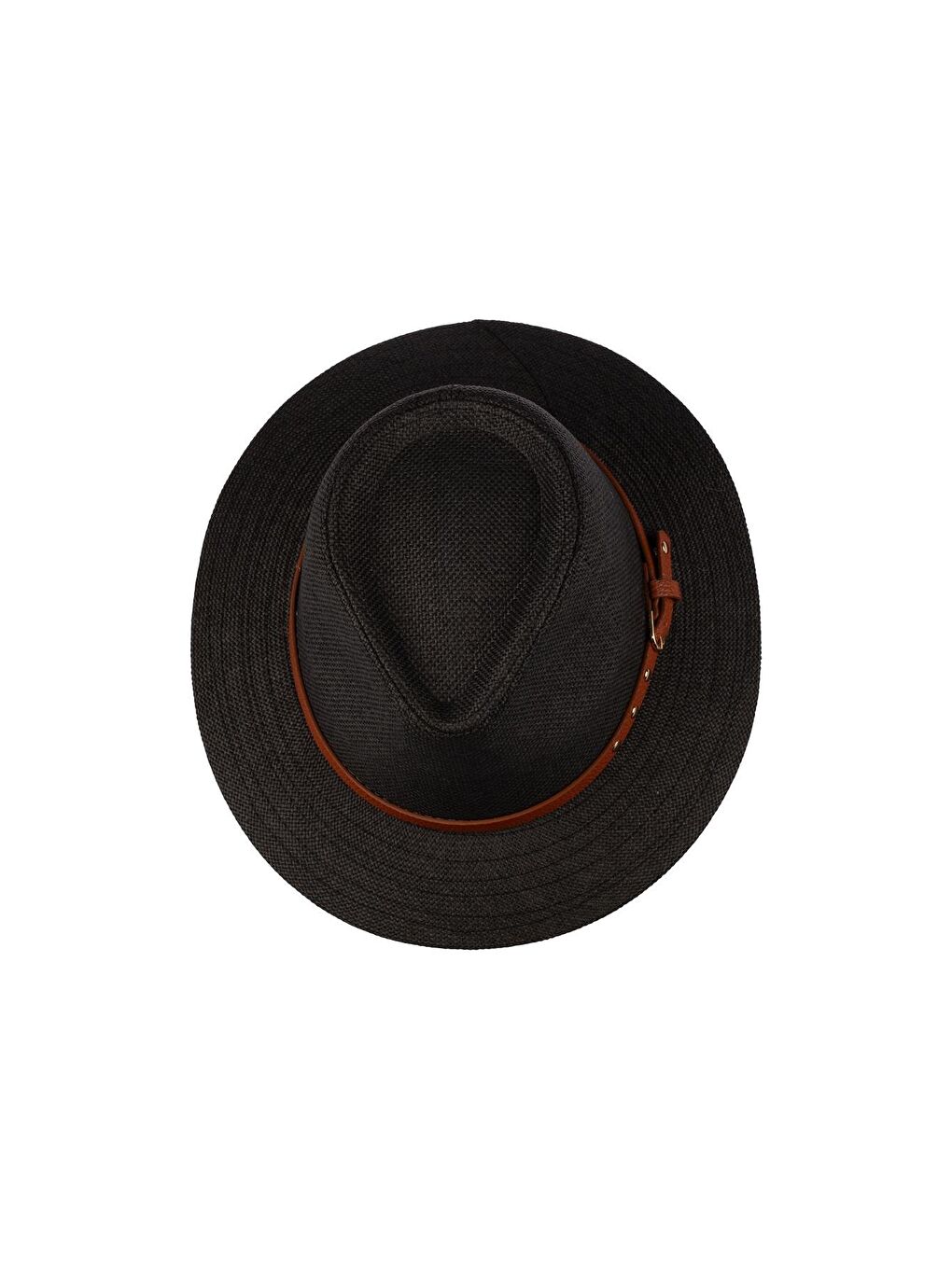Erkek Kemer Detaylı Geniş Kenar Hasır Şapka Y25750-03 Siyah-1