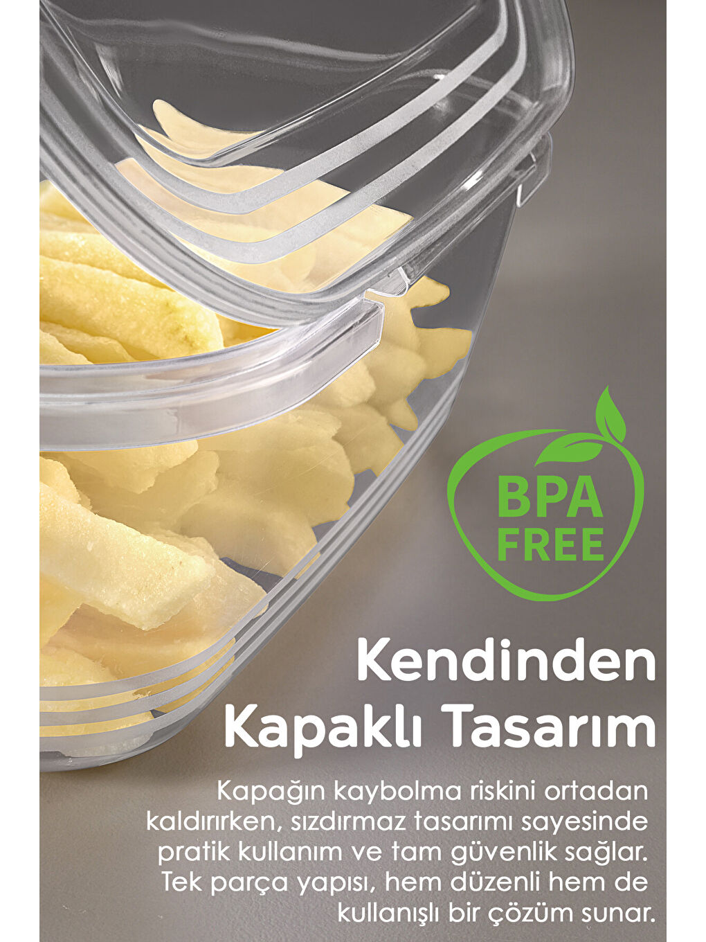 Renksiz 1 Adet Kapaklı Saklama Kabı 1 l-4