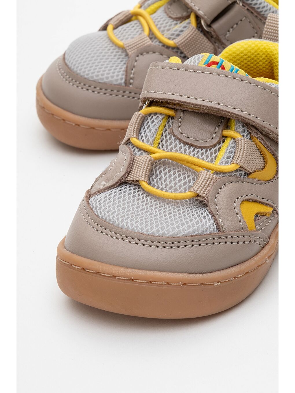 Unisex Çocuk Gri-Sarı Hakiki Deri Günlük Ayakkabı-1