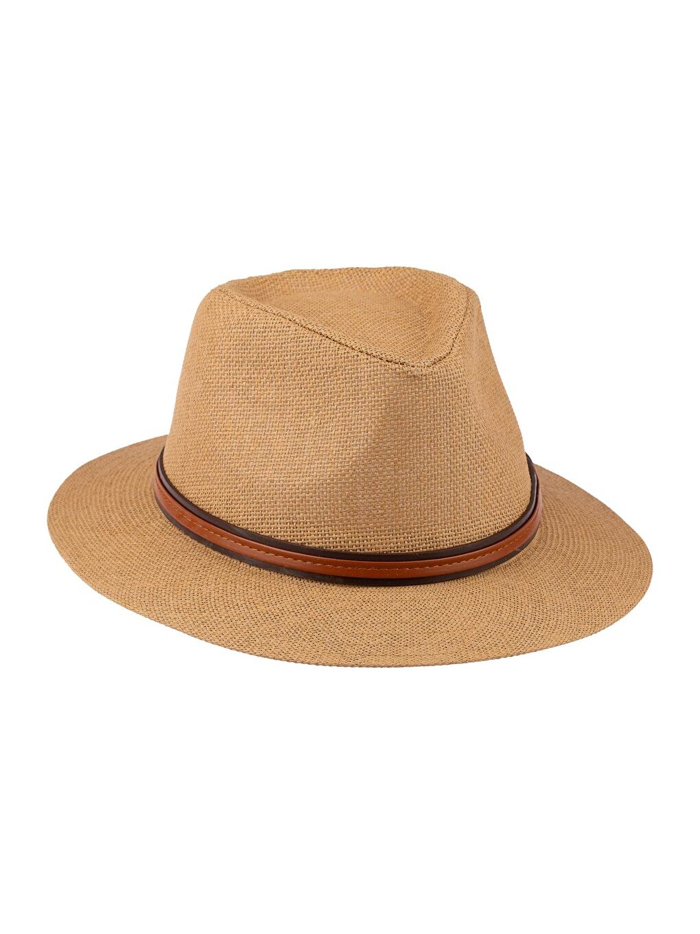 Bej Erkek Kemer Detaylı Geniş Kenar Hasır Şapka Y25750-02 Vizon-2