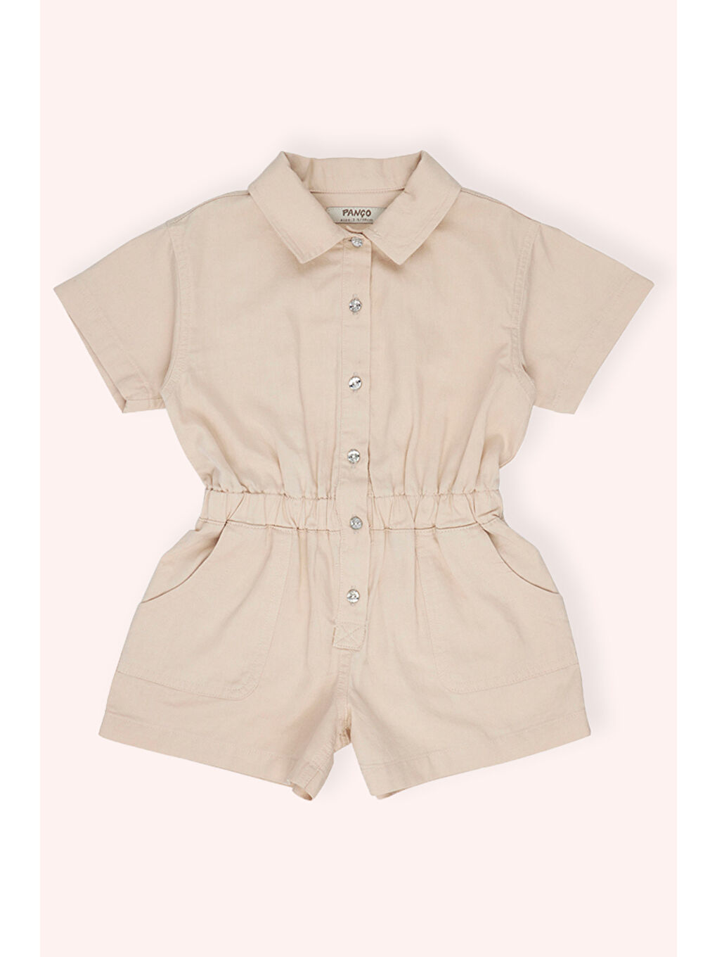 Kız Çocuk Düğmeli Salopet Bej