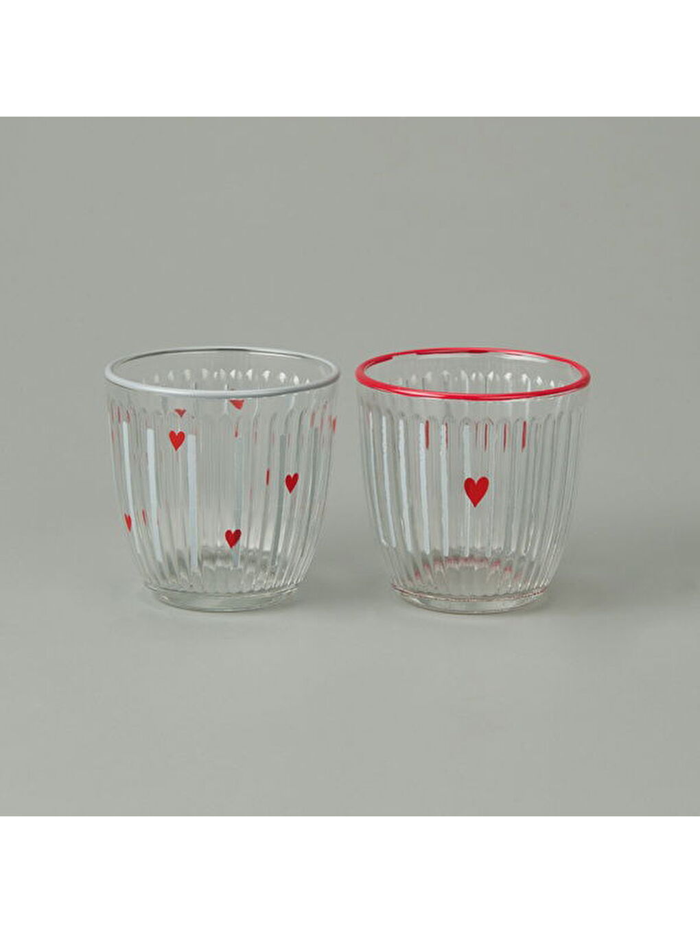 Karışık Kalp Desenli 2'li Meşrubat Bardağı - Renkli - 290 ml