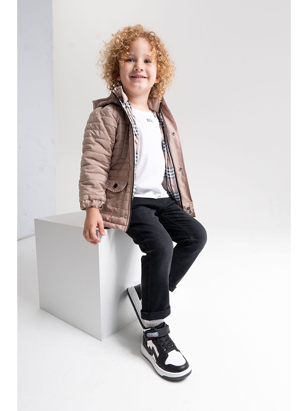 Unisex Çocuk Siyah-Beyaz Hakiki Deri Anatomik Günlük Bot-1