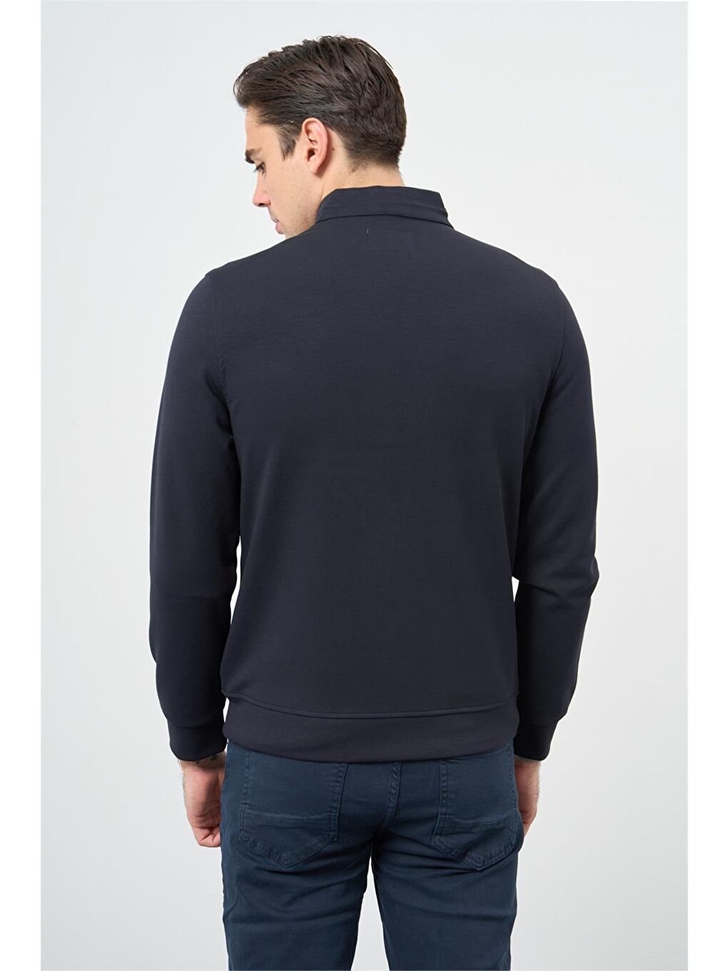 Koyu Lacivert Kapitone Dik Yaka Astarlı Slim Fit Dar Kesim Klasik Mont 1007245154-4