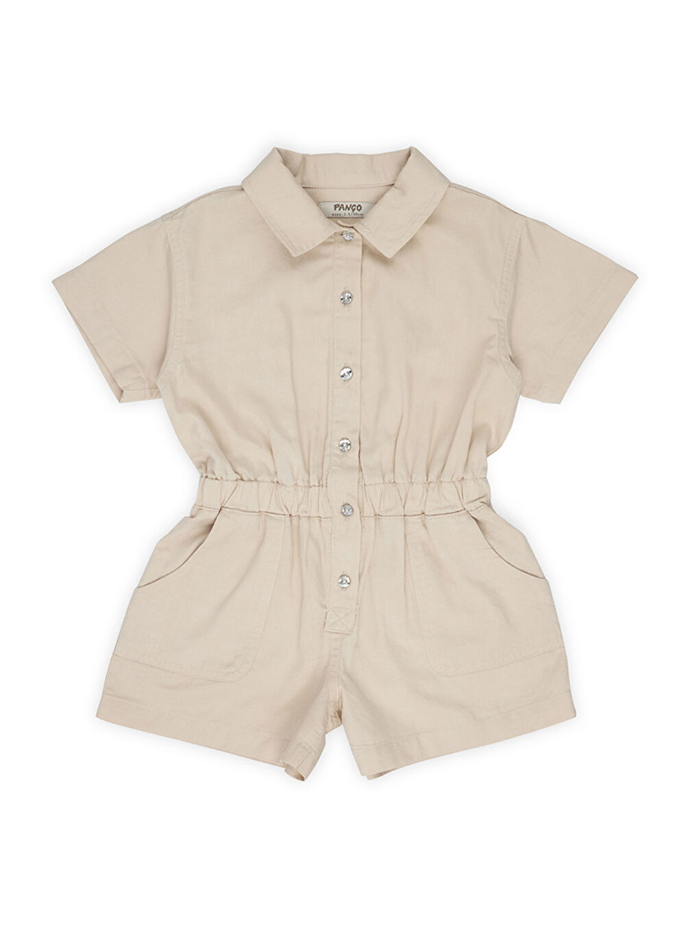 Kız Çocuk Düğmeli Salopet Bej-1