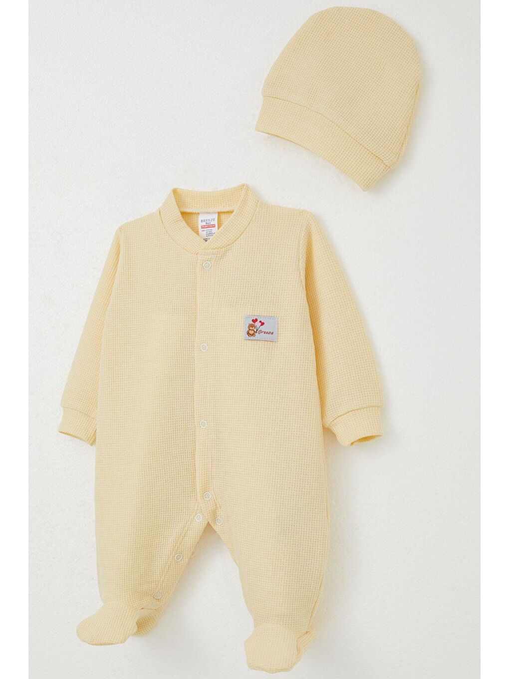 Erkek Bebek Patikli Tulum Sevimli Balonlu Ayıcık Armalı Sarı (0-6 Ay)-2