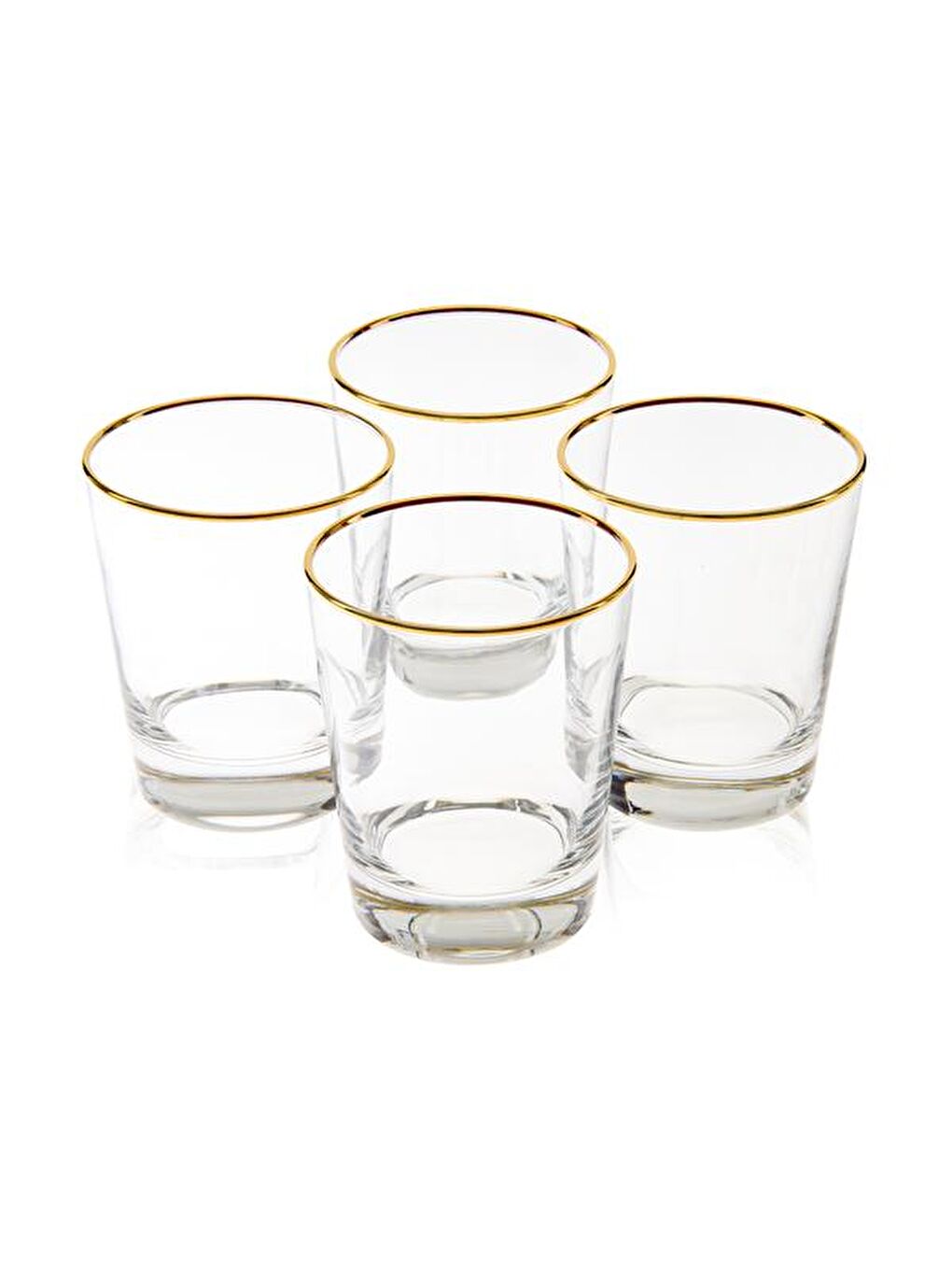 RAKLE Renksiz Pure Altın Yaldızlı 4'lü Su Bardağı Seti - 270 ml - 3