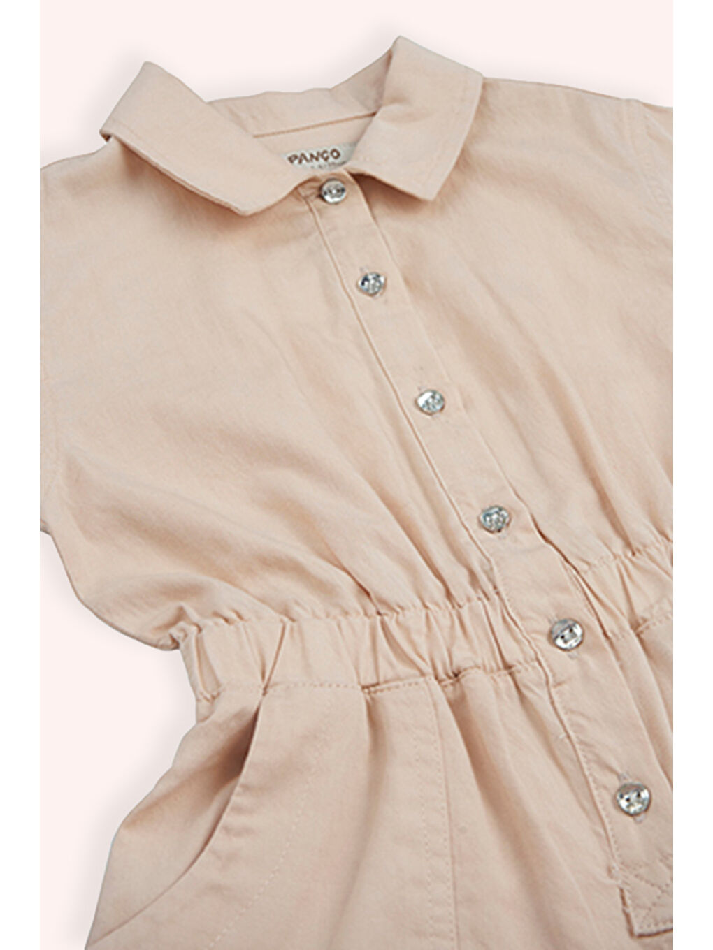 Kız Çocuk Düğmeli Salopet Bej-2