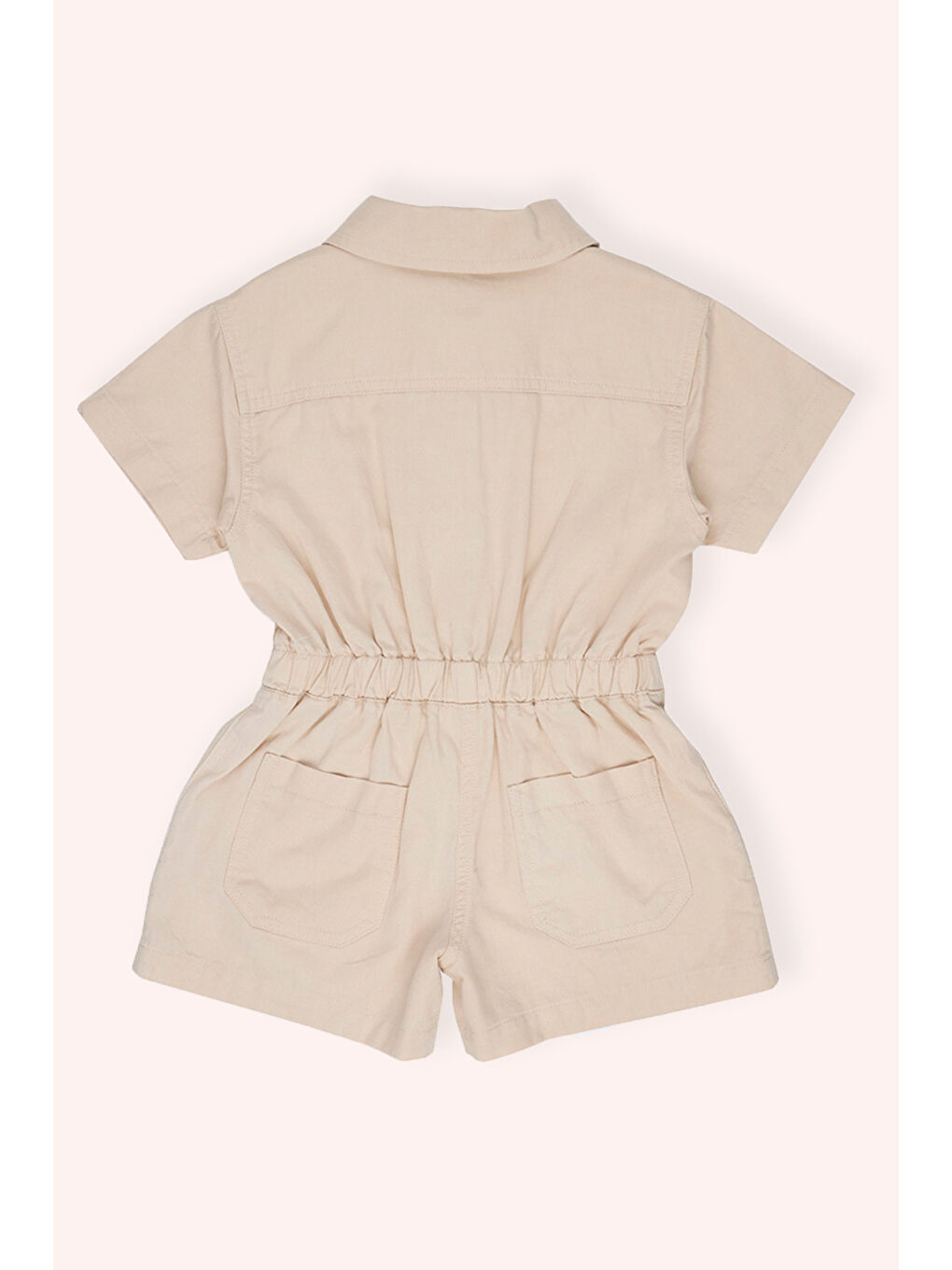 Kız Çocuk Düğmeli Salopet Bej-3