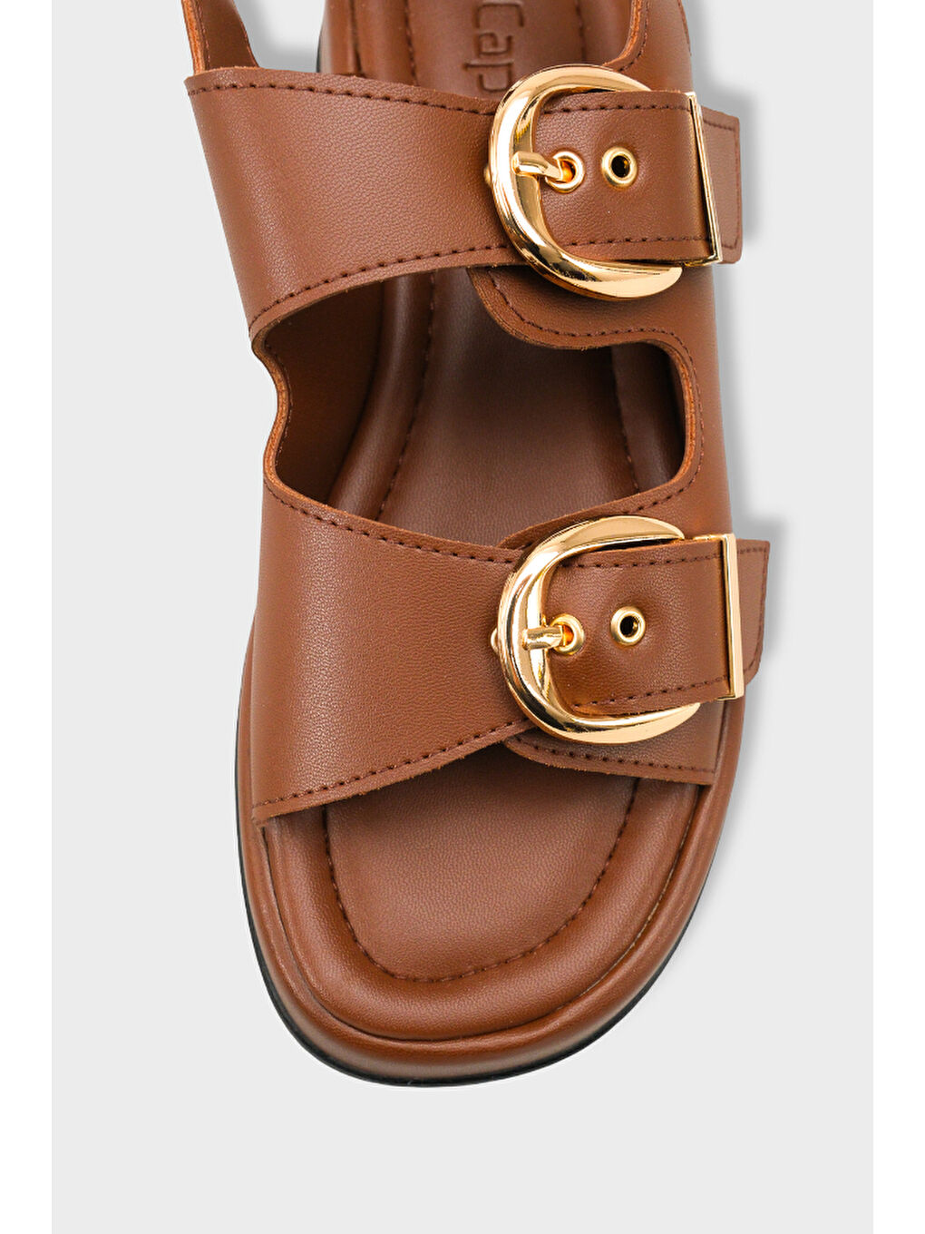 Kahverengi Cortney Dolgu Topuklu Çift Bantlı Tokalı Kadın Sandalet-2