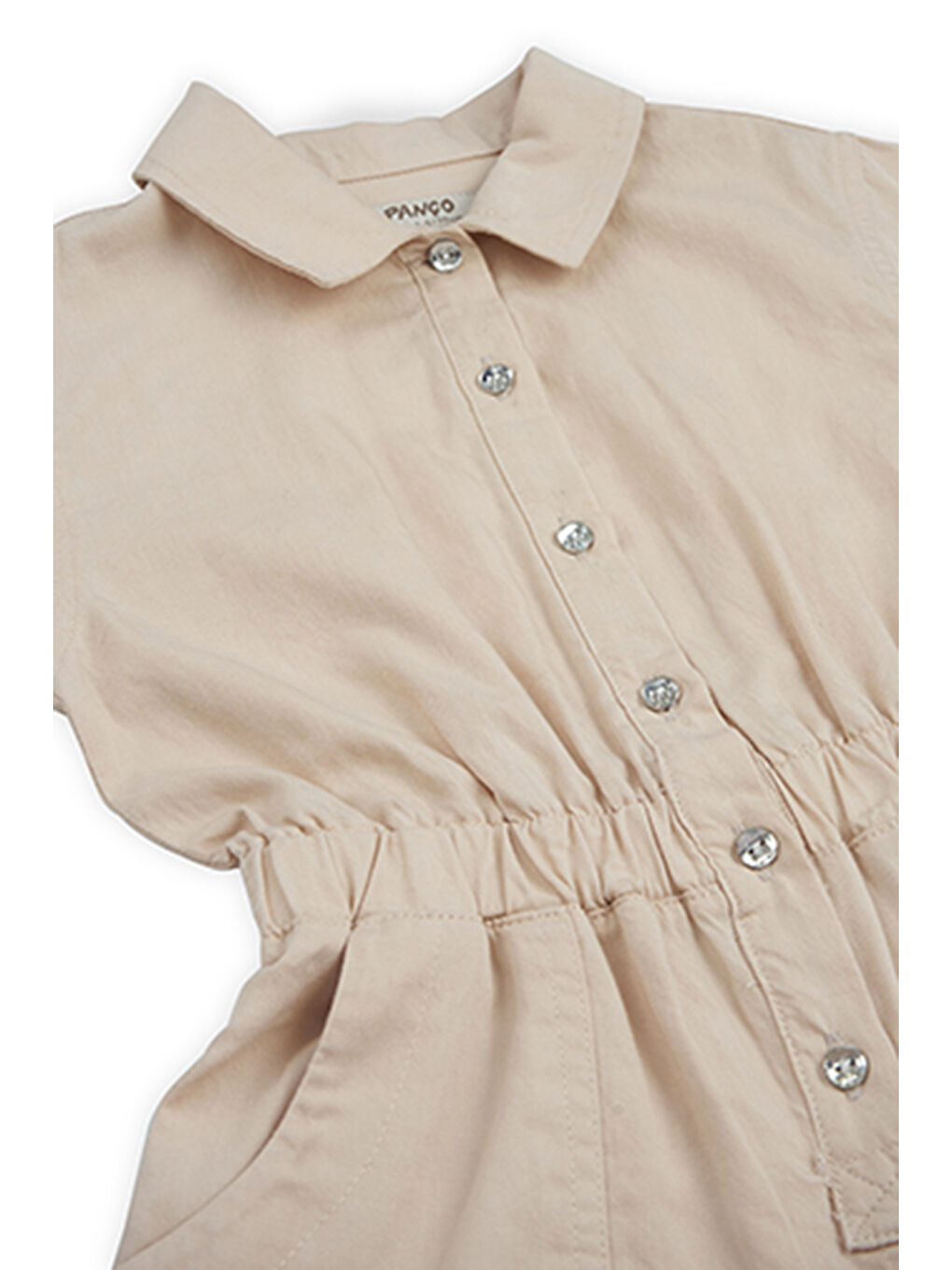 Kız Çocuk Düğmeli Salopet Bej-5