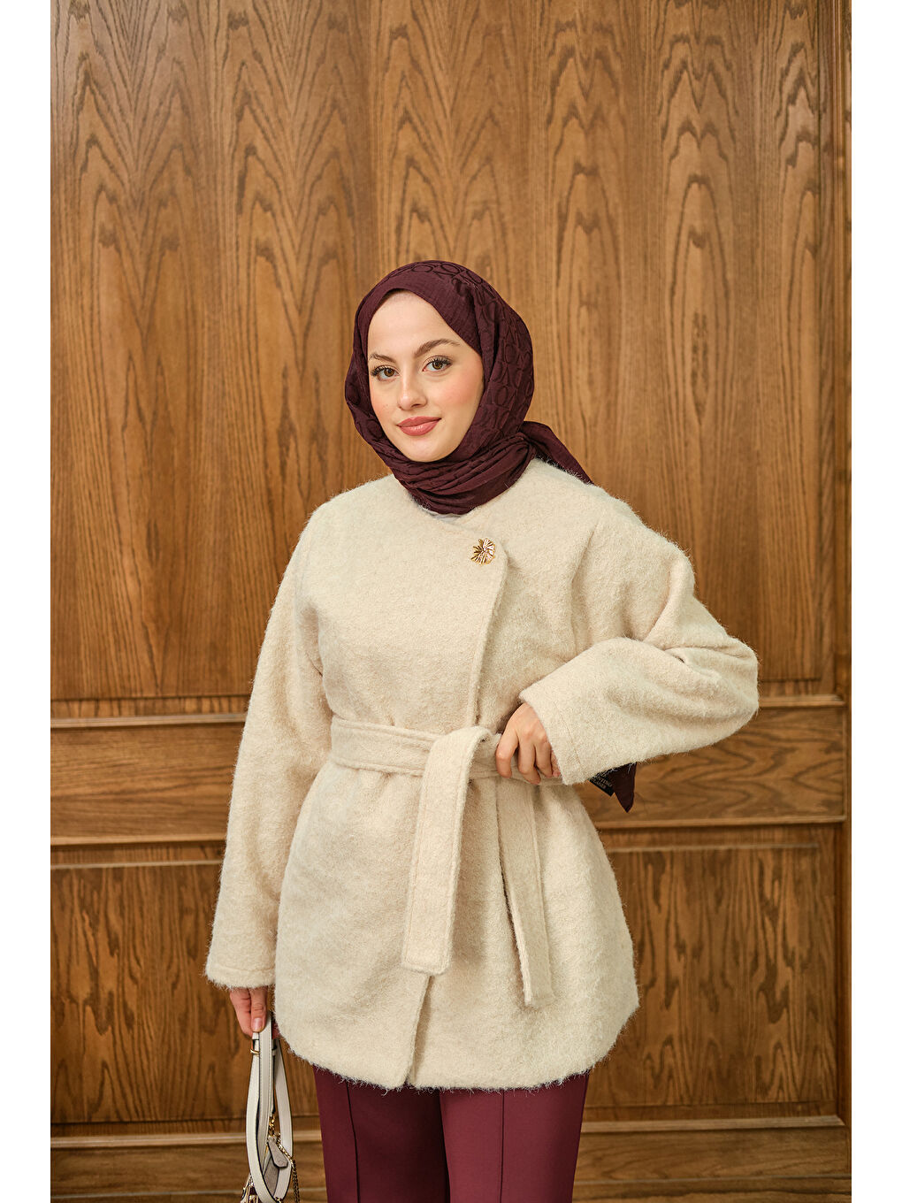 Ekru Kadın Gold Düğme Detay Ceket Krem-1