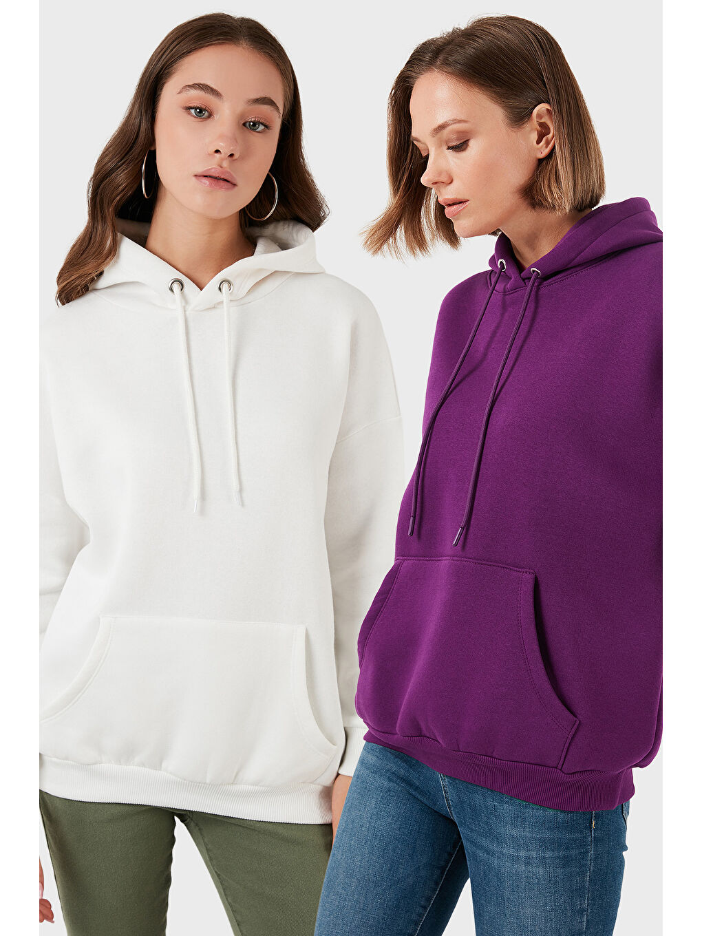 Mor Regular Fit Pamuklu Kapüşonlu Yaka Şardonlu Kışlık 2'li Paket Sweat 5863854S2