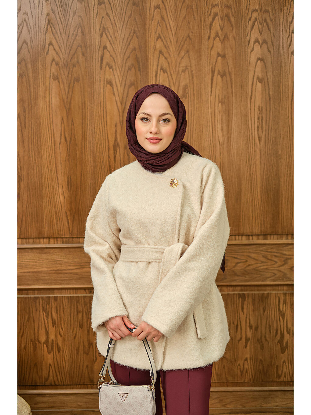 Ekru Kadın Gold Düğme Detay Ceket Krem-2