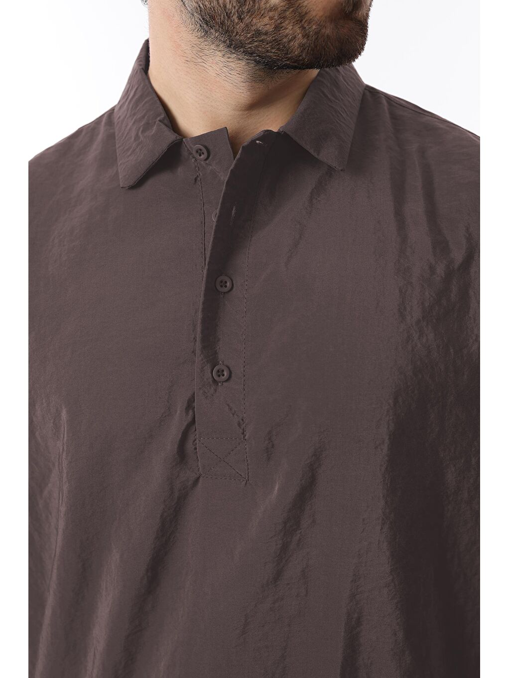 Gri Füme Oversize Rahat Kesim Kısa Kollu Gömlek 6744-3