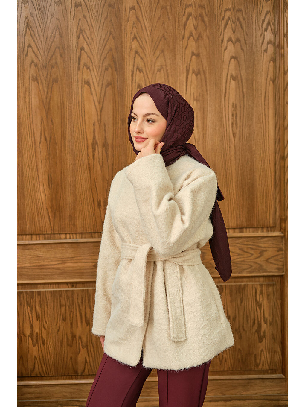 Ekru Kadın Gold Düğme Detay Ceket Krem-3