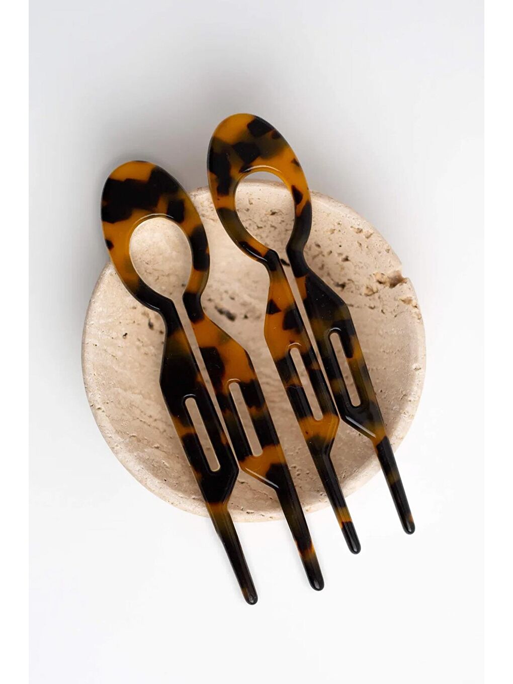 Kahverengi Camille Kaplumbağa Sırtı Kolay Topuz Tokası 2 Adet-1