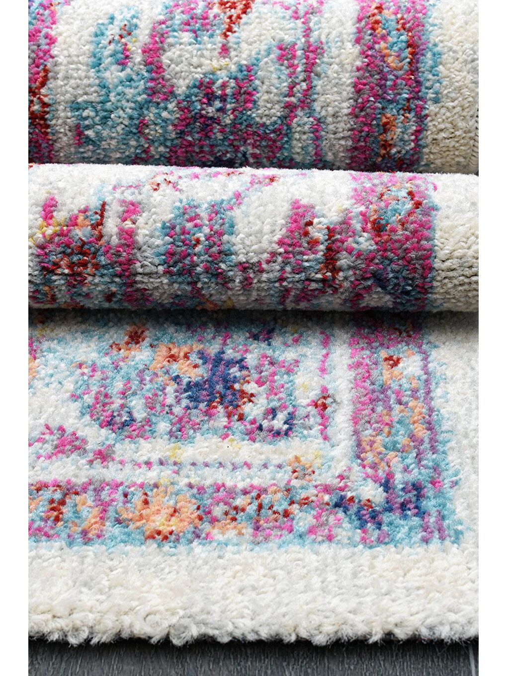 Karışık Vintage 7658 Beyaz Lila Klasik Eskitme Dokuma Halı-160x230-2