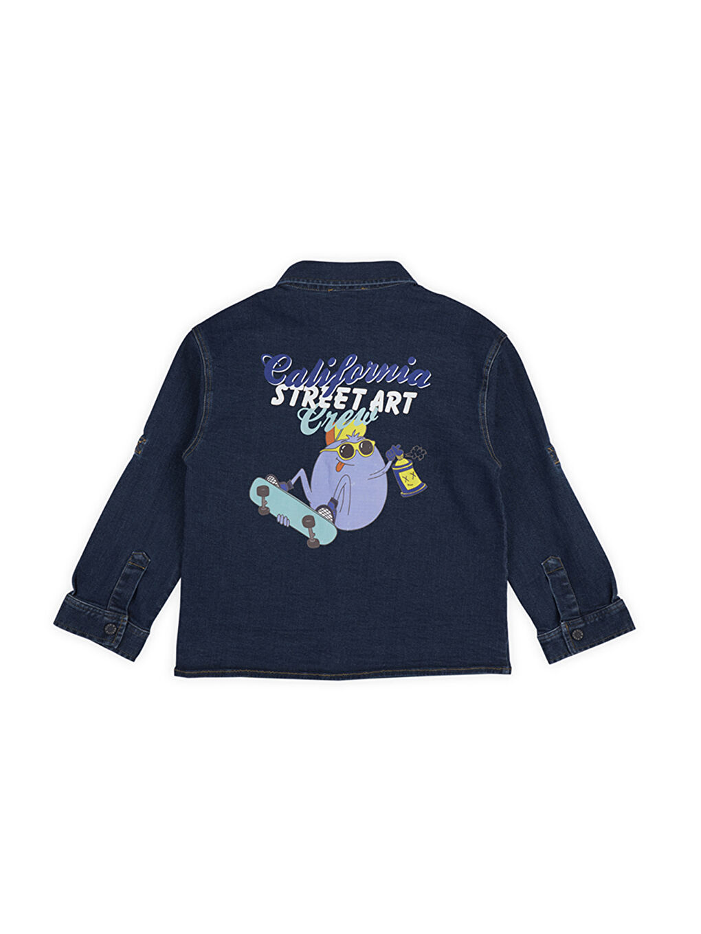 Erkek Çocuk Baskı Detaylı Denim Ceket Lacivert-4