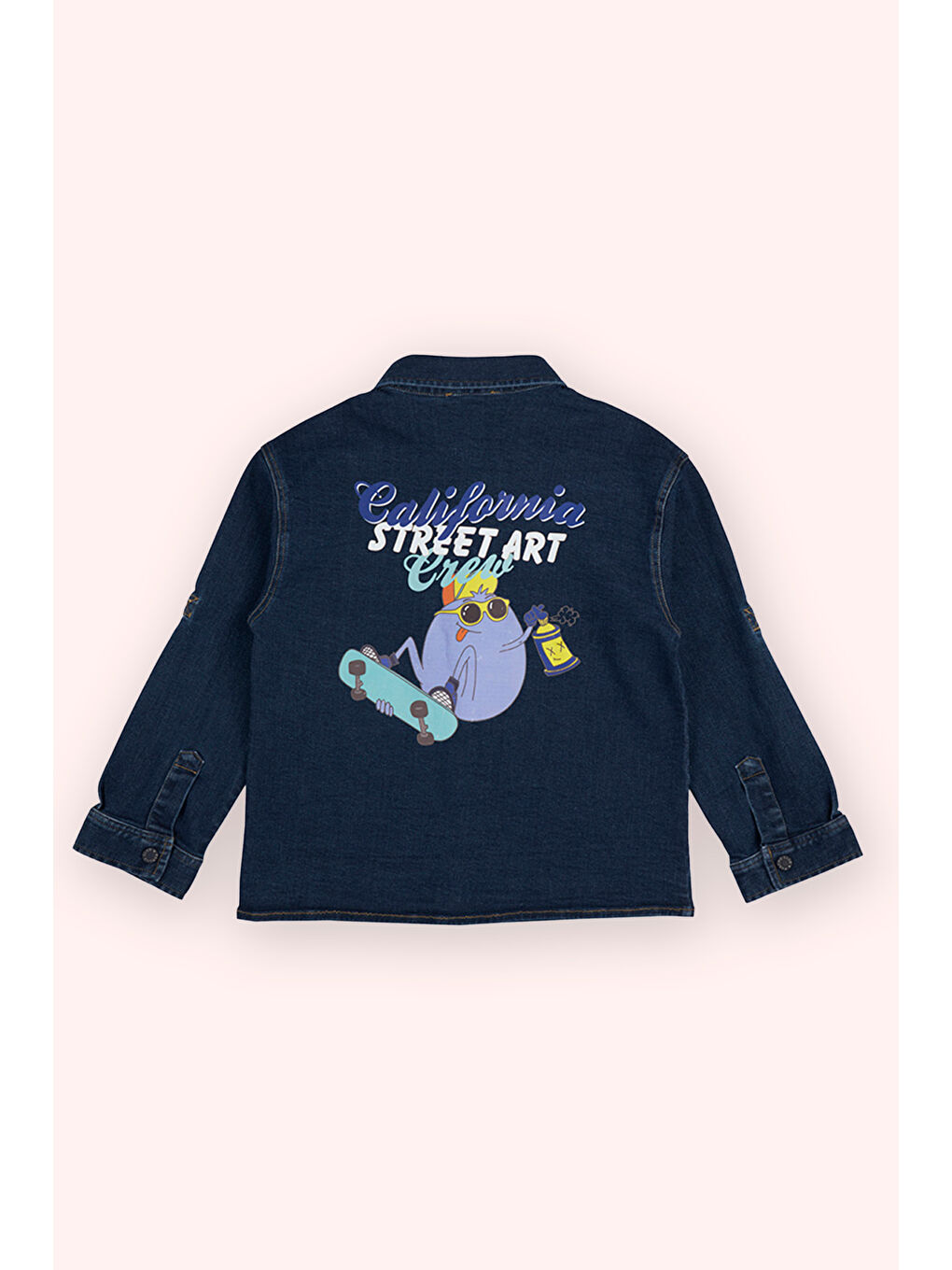 Erkek Çocuk Baskı Detaylı Denim Ceket Lacivert-5