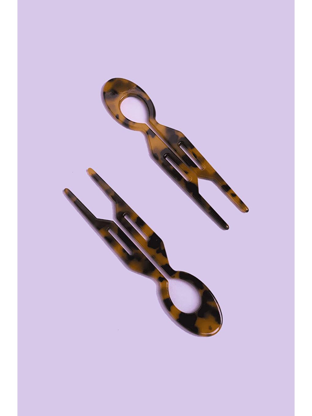 Kahverengi Camille Kaplumbağa Sırtı Kolay Topuz Tokası 2 Adet-2