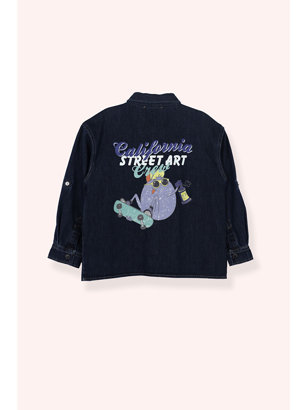 Erkek Çocuk Baskı Detaylı Denim Ceket Lacivert-8