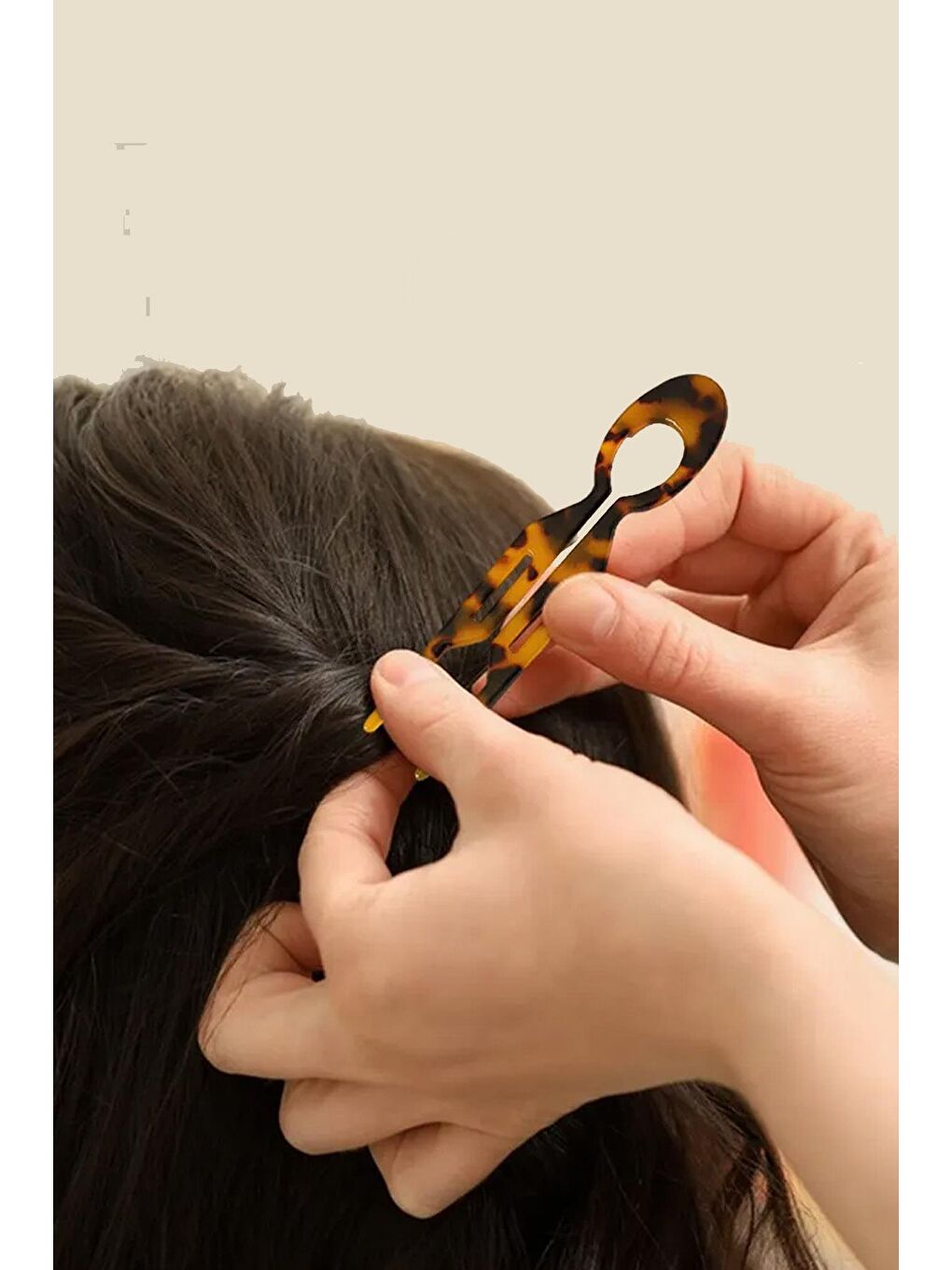 Kahverengi Camille Kaplumbağa Sırtı Kolay Topuz Tokası 2 Adet-4