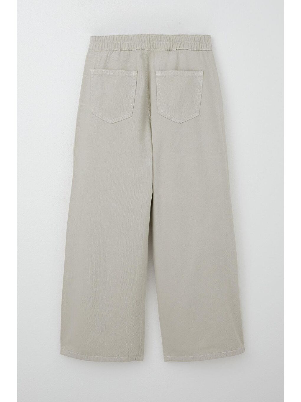 Bej Kız Çocuk Gabardin Pantolon Geniş Paça Beli Lastikli Taş (5-9 Yaş)-1