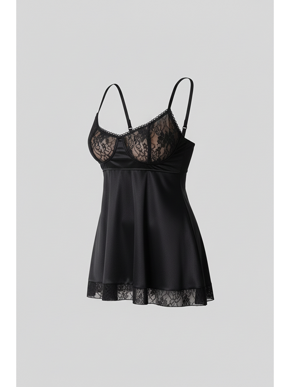 Dantel Detay Babydoll Siyah-1