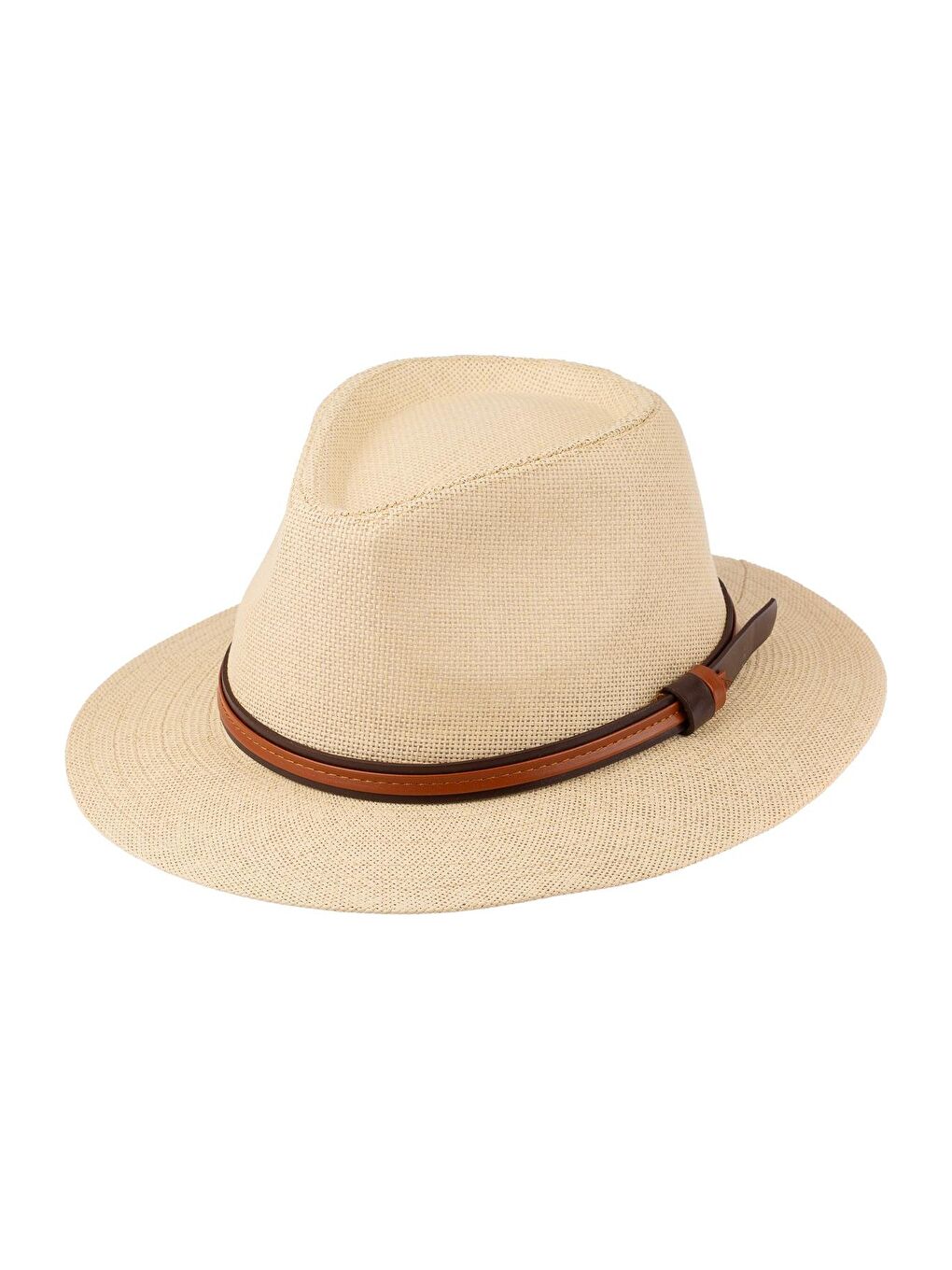Erkek Kemer Detaylı Geniş Kenar Hasır Şapka Y25750-02 Bej