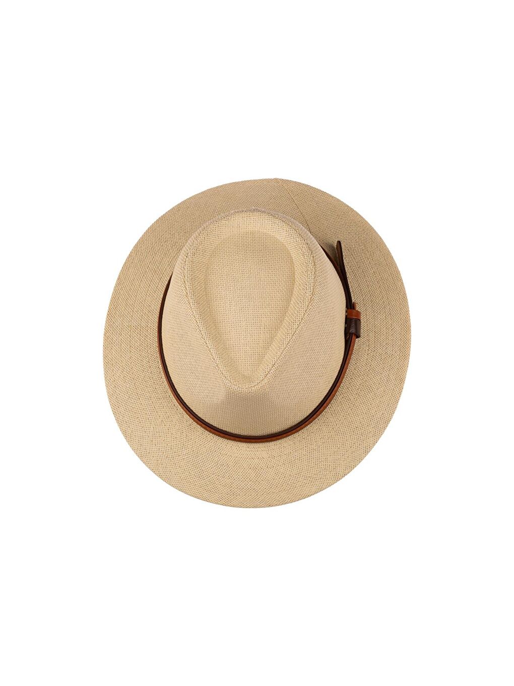 Erkek Kemer Detaylı Geniş Kenar Hasır Şapka Y25750-02 Bej-1