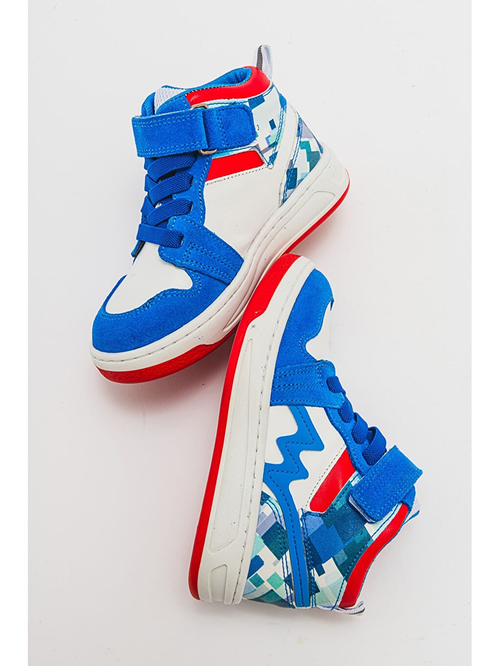 Unisex Çocuk Saks Mavi Baskı Hakiki Deri Anatomik Günlük Bot-3