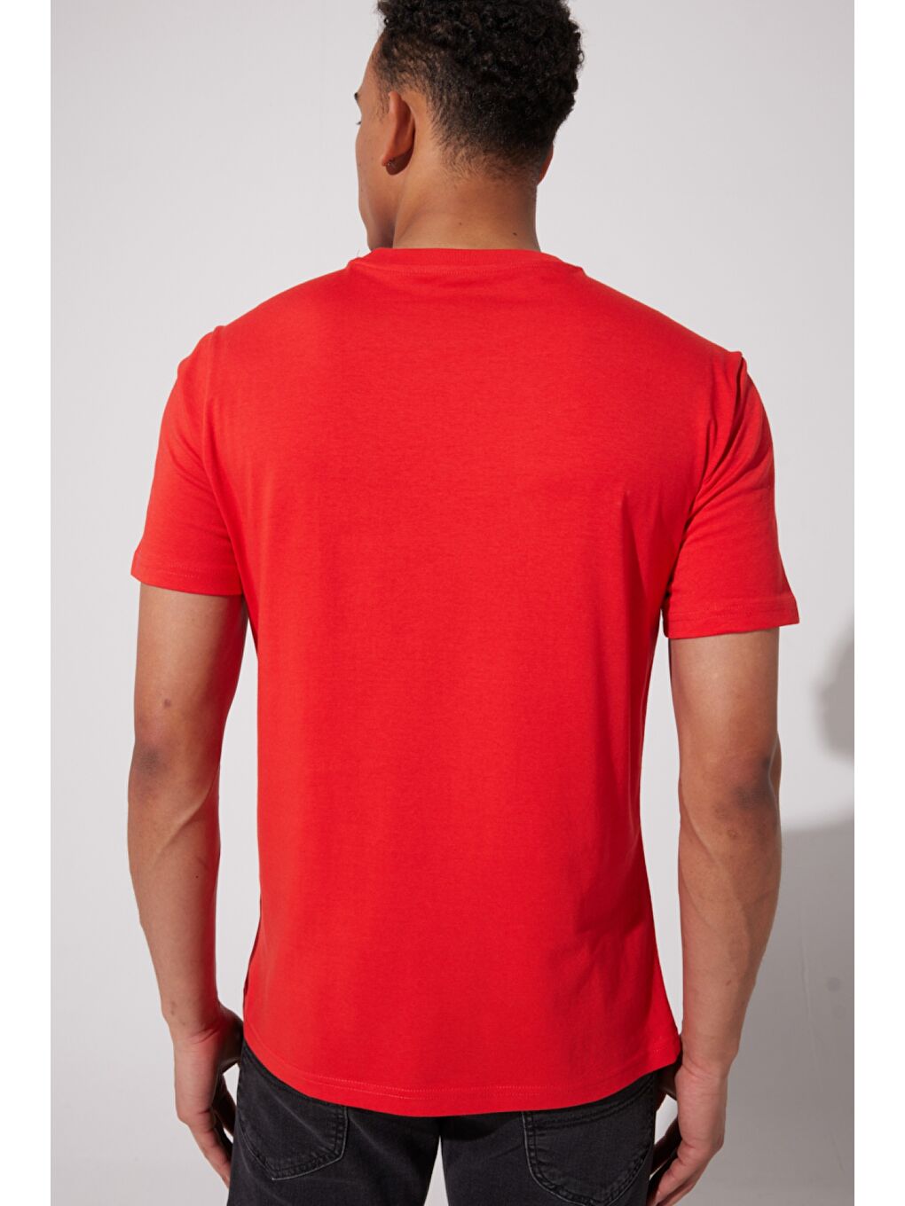 Regular Fit %100 Pamuk Bisiklet Yaka Kırmızı Tişört-4