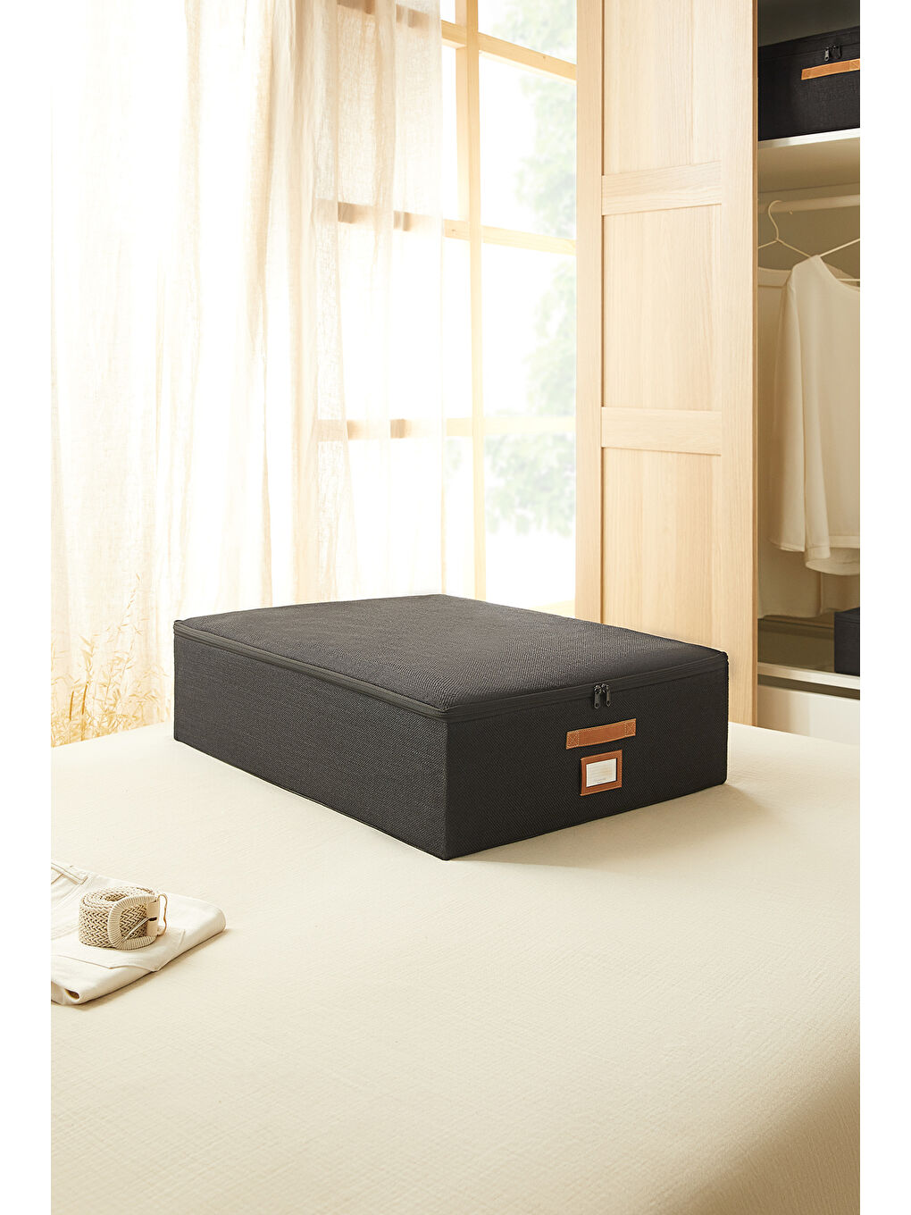 4'lü Siyah Renk Jüt Destekli Kutu Hurç Set 2 Adet 31 x 38 x 12 + 45 x 55 x 18 cm-3