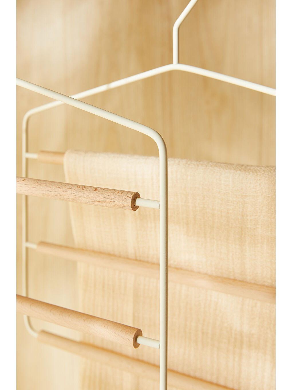2'li 3 Katlı Ahşap Destekli Mat Beyaz Renk Metal Giysi Askısı 32 x 36.5 x 0.47 cm-1