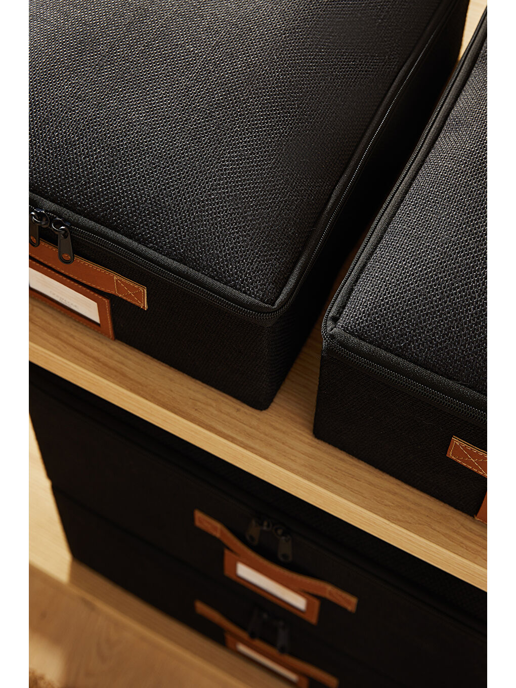 4'lü Siyah Renk Jüt Destekli Kutu Hurç Set 2 Adet 31 x 38 x 12 + 45 x 55 x 18 cm-4