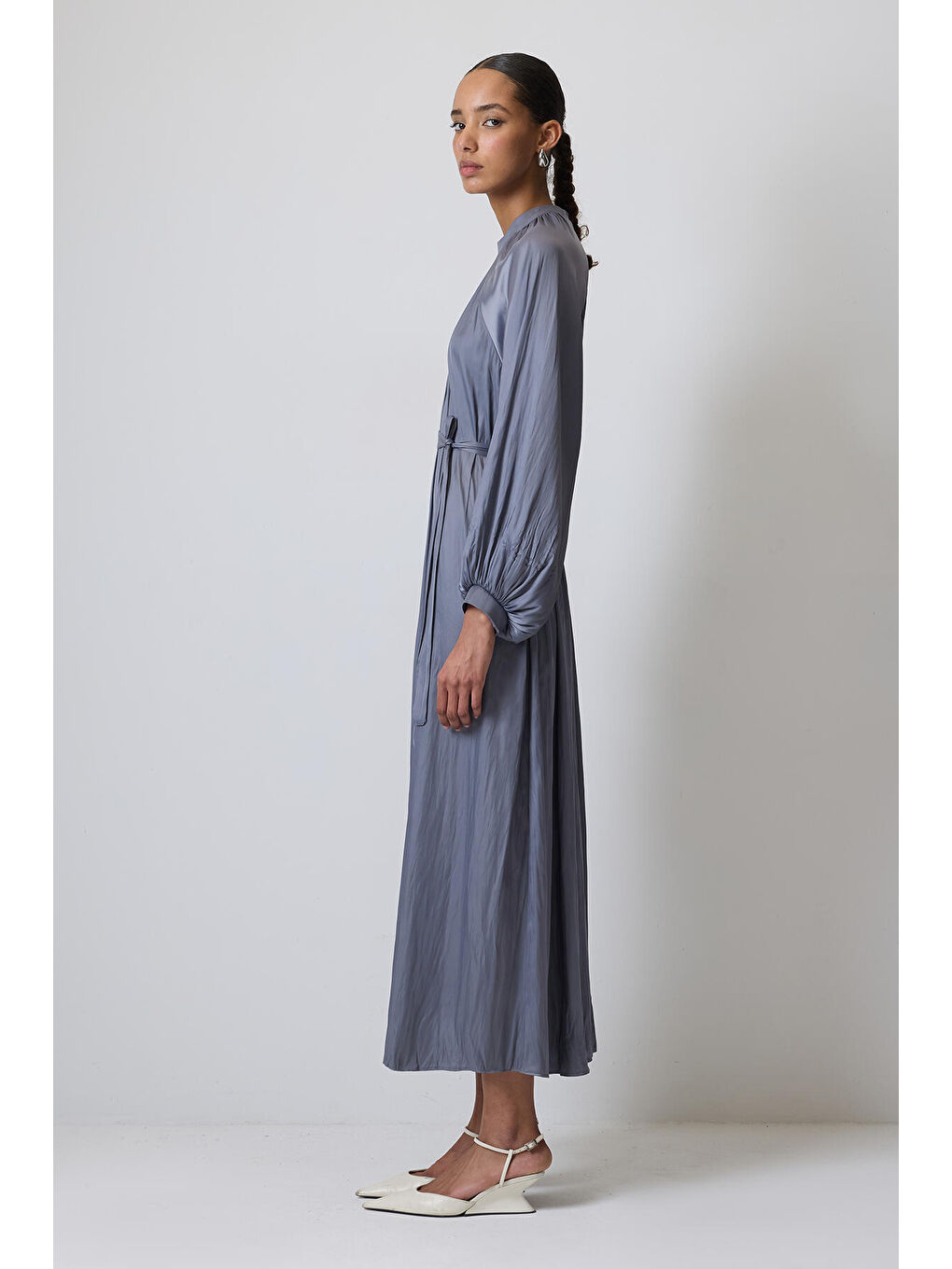 Antrasit Kuşaklı Elbise-2