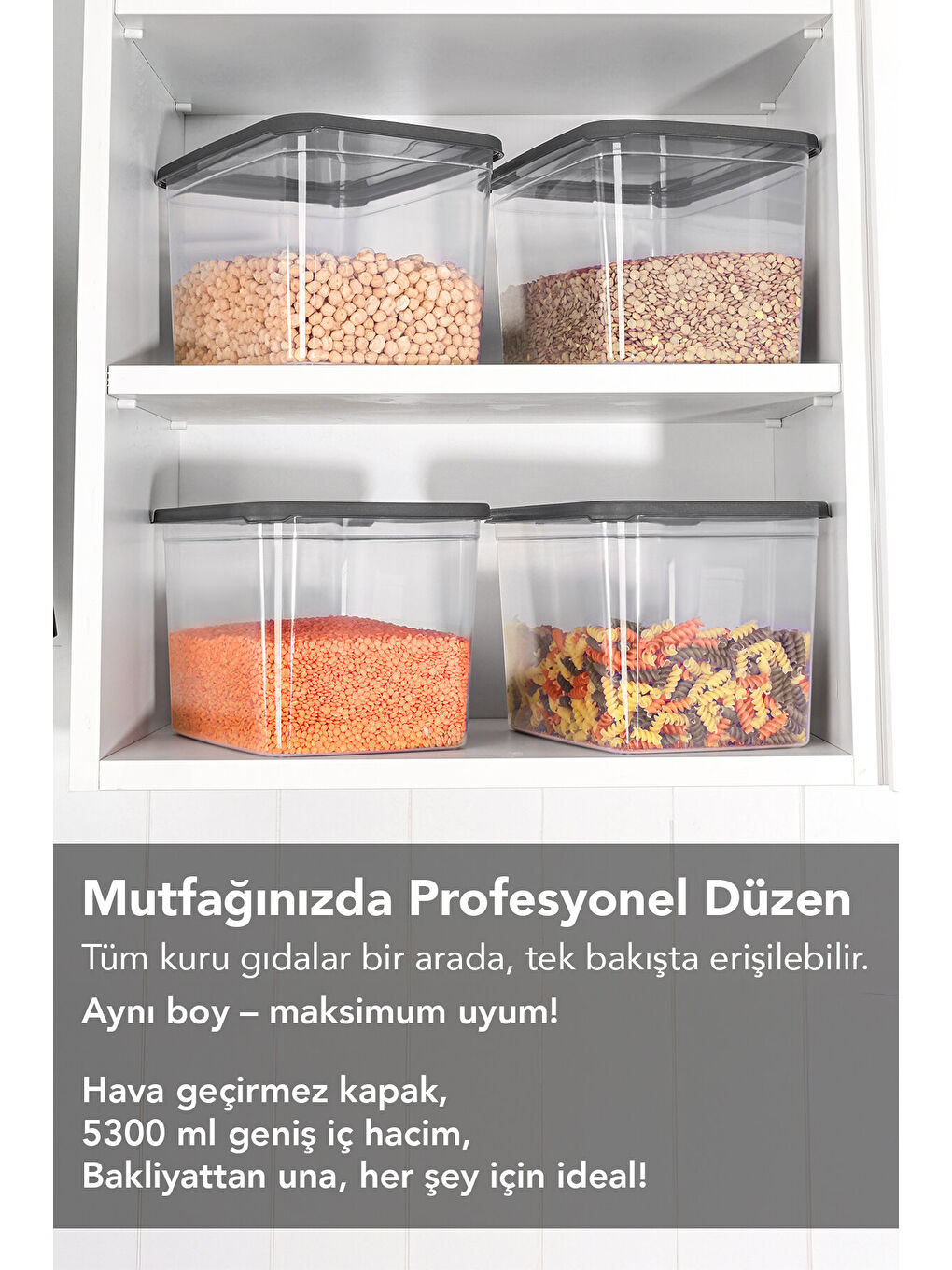 Renksiz 8 Adet Erzak Saklama Kabı 5300 ml-2