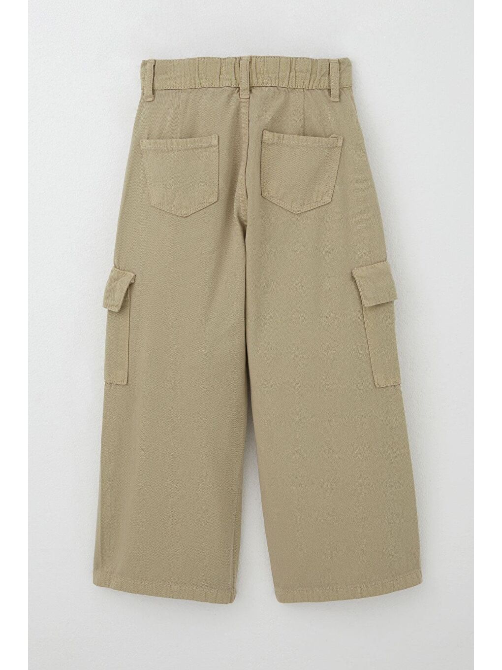 Kız Çocuk Gabardin Pantolon Kargo Cep Detaylı Haki Yeşil (5-13 Yaş)-1