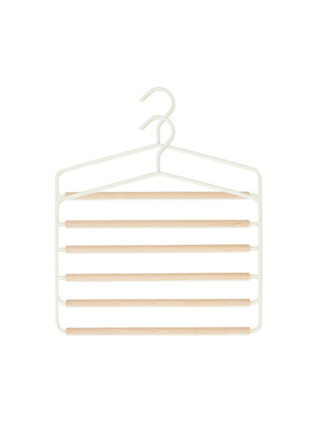 2'li 3 Katlı Ahşap Destekli Mat Beyaz Renk Metal Giysi Askısı 32 x 36.5 x 0.47 cm-5