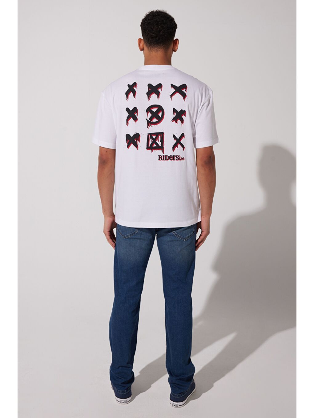 Loose Fit %100 Pamuk Bisiklet Yaka Beyaz Tişört-4