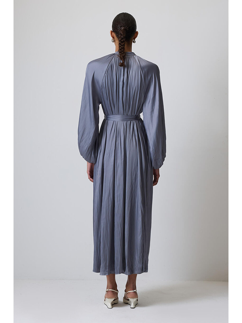 Antrasit Kuşaklı Elbise-3