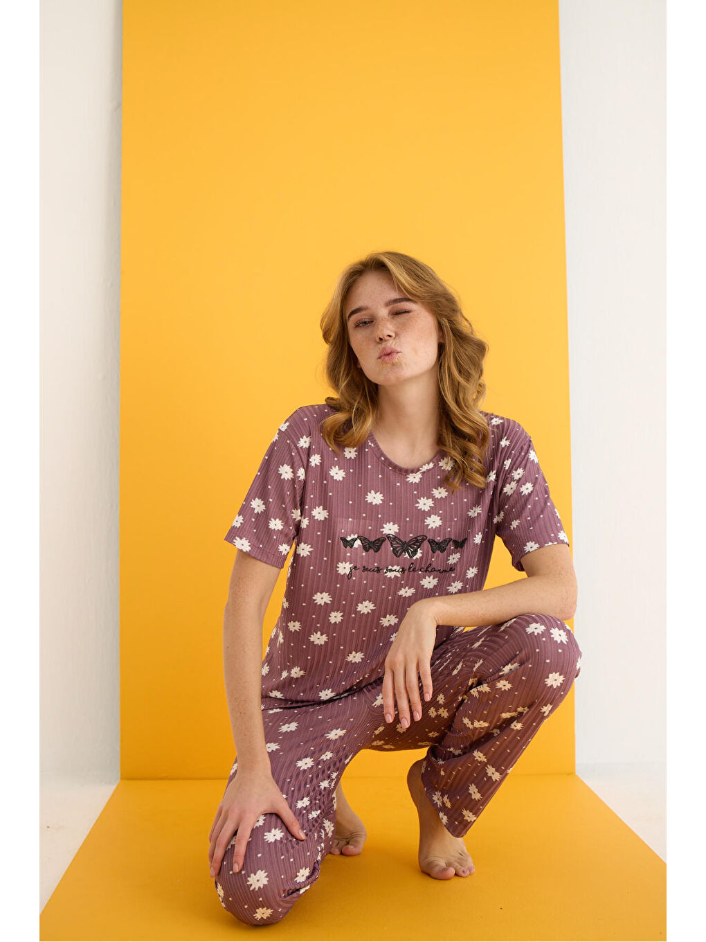 Mor Zincir Pijama Takımı 7021-7-1