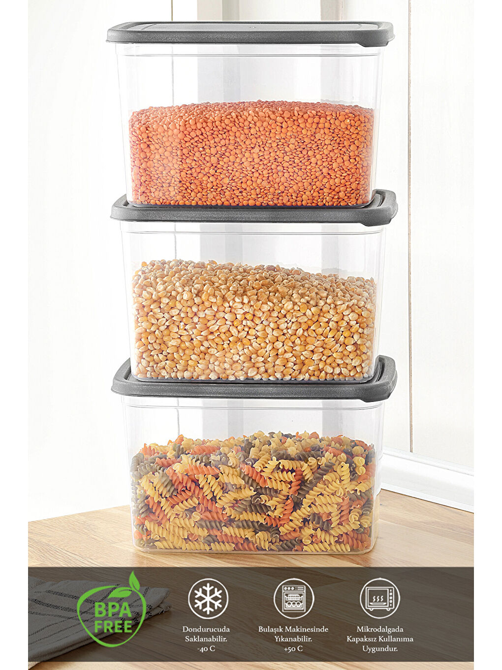 Renksiz 6 Adet Erzak Saklama Kabı 3700 ml-1